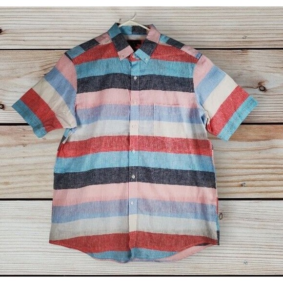 Club Room Men SZ L Button Up Casual Multicolor Short Sleeve Shirt Pit to Pit‎ 24 - Picture 4 of 7